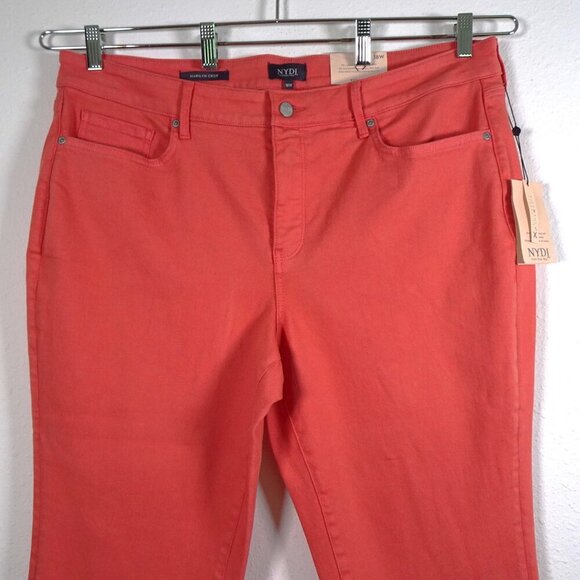 NYDJ Cropped Jeans Women's Plus Size 18W Pink Coral Denim Marilyn Straight - Picture 2 of 13